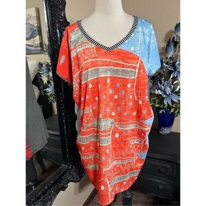 VOLT Design Short Sleeve Abstract Fish Knit Dress Size 3Tall